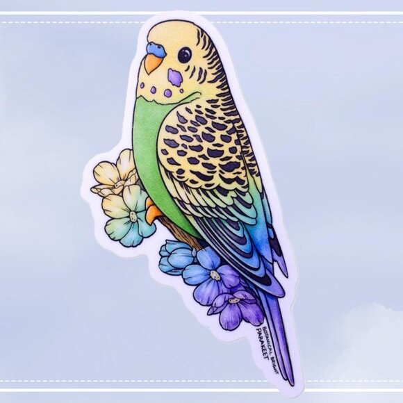 3‎ for $15 - Green Parakeet Budgie Bird Sticker - Waterproof Vinyl Pet Decal - Picture 1 of 7